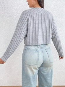 Muchica 大尺碼純色黑色短版夾克（不含背心） - 淺灰色 - 查看 2