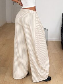 Coolane 杏色編織條紋設計女款長褲 - 杏色 - 查看 8