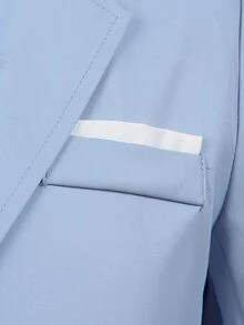男童 4 件套紳士西裝套裝，嬰兒藍西裝外套、背心、長褲與領帶，適合婚禮、生日、舞會、畢業典禮、返校的正式穿著 - 淺藍色 - 查看 7