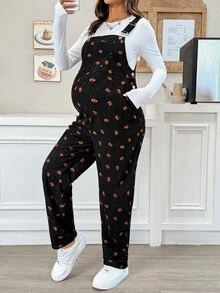 SHEIN 南瓜印花休閒孕婦連身褲－秋季萬聖節秋冬休閒款 - 黑色 - 查看 9