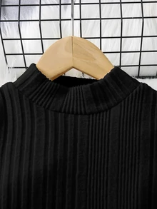 SHEIN Elladie kids 女童小女孩燈芯絨吊帶裙套裝 假領羅紋針織上衣 2件式裙裝套裝 秋冬服飾 - 彩色 - 查看 8