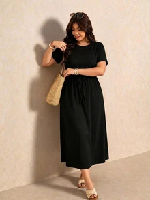 SHEIN Frenchy Plus Size Dresses - Black - View 7