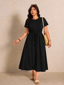 SHEIN Frenchy Plus Size Dresses - Black - View 4
