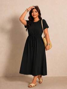 SHEIN Frenchy Plus Size Dresses - Black - View 3