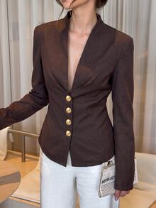 SHEIN معاطف نسائية - بني - مشاهدة 4