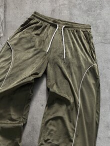 Men's AXEPEAK Casual Fashion Pullover Sweatshirt + Fashion Wide Leg Pants Set - Army Green - View 8