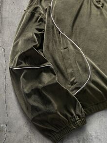 Men's AXEPEAK Casual Fashion Pullover Sweatshirt + Fashion Wide Leg Pants Set - Army Green - View 6