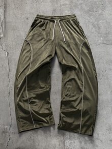 Men's AXEPEAK Casual Fashion Pullover Sweatshirt + Fashion Wide Leg Pants Set - Army Green - View 7