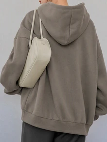 Dazy-Less Sweatshirt Wanita Lengan Panjang Model Longgar dengan Motif Huruf dan Tali Serut, Gaya Kasual, Ukuran Besar untuk Musim Gugur. - Hijau - View 2