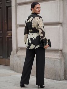 Chikora Plus Size Elegant Commuter Floral Print Blouse Fall - Multicolor - View 2