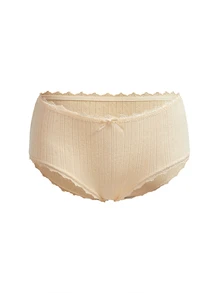 Ocili Women's Contrast Lace Bow Decor Fashion Briefs - Khaki - View 7