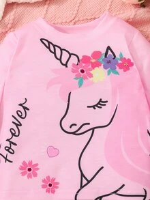 SHEIN Playful Pals BABY GIRLS Fall Outfit T-Shirt Set, Cute Casual Long Sleeve Top & Pants Set,Soft Comfy Autumn Clothes For Baby Girls, Spring Fall Style - Multicolor - View 4