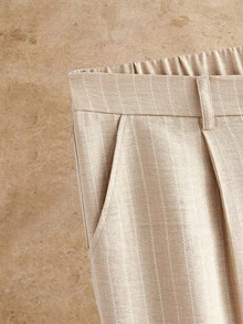 EASEVO Men's Plus Size Casual Commute Striped Pants - Khaki - View 6