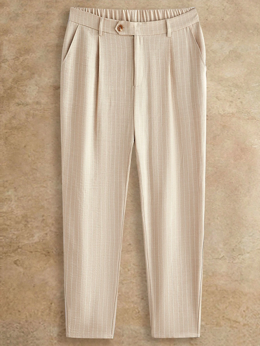 EASEVO Men's Plus Size Casual Commute Striped Pants - Khaki - View 1