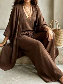 Linhara CURVE Plus Size Co-Ords - Brown - View 8