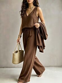 Linhara CURVE Plus Size Co-Ords - Brown - View 6