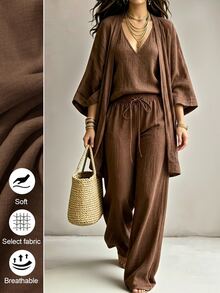 Linhara CURVE Plus Size Co-Ords - Brown - View 3