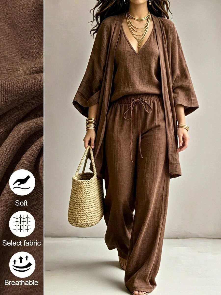 Linhara CURVE Plus Size Co-Ords - Brown - View 1
