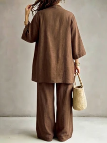 Linhara CURVE Plus Size Co-Ords - Brown - View 2