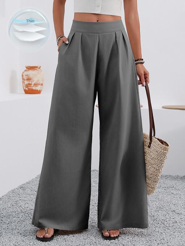 EMERY ROSE 女士纯色褶裥休闲百搭阔腿裤，适合日常穿着