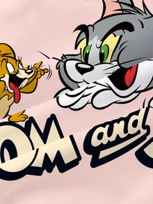 TOM & JERRY X SHEIN 少女卡通印花運動衫 - 白色 - 查看 7