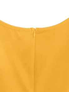 GlowEve CURVE Vestido sin mangas con pliegues de unicolor para mujer de talla grande - Dorado - Ver 3