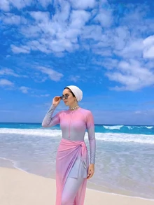 Swim Shayni 漸層色保守款女式優雅度假泳衣套裝 - 彩色 - 查看 6