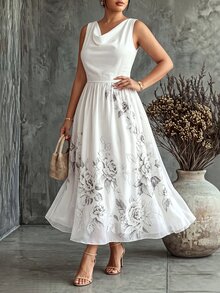 Velvienne Women's Summer French Style Wedding Brunch Formal Dress, Flowy Texture, Pastoral Outfit, Plus Size Evening All White Elegant Celestial - Multicolor - View 6