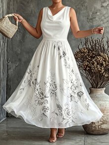 Velvienne Women's Summer French Style Wedding Brunch Formal Dress, Flowy Texture, Pastoral Outfit, Plus Size Evening All White Elegant Celestial - Multicolor - View 10