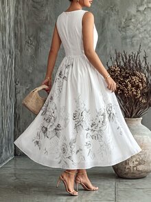 Velvienne Women's Summer French Style Wedding Brunch Formal Dress, Flowy Texture, Pastoral Outfit, Plus Size Evening All White Elegant Celestial - Multicolor - View 2