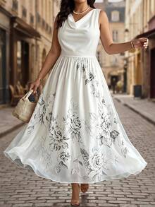 Velvienne Women's Summer French Style Wedding Brunch Formal Dress, Flowy Texture, Pastoral Outfit, Plus Size Evening All White Elegant Celestial - Multicolor - View 9