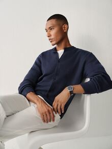 Manfinity CityGents Men's Knit Single-Breasted Long Sleeve Cardigan, Suitable For Daily Casual Wear Or Outings, Ideal Gift For Friends, Navy Blue Autumn Teachers' Day - Navy Blue - View 9