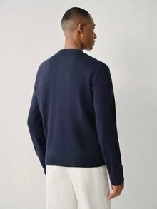 Manfinity CityGents Men's Knit Single-Breasted Long Sleeve Cardigan, Suitable For Daily Casual Wear Or Outings, Ideal Gift For Friends, Navy Blue Autumn Teachers' Day - Navy Blue - View 8