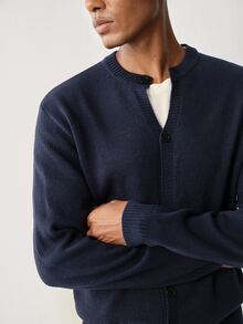 Manfinity CityGents Men's Knit Single-Breasted Long Sleeve Cardigan, Suitable For Daily Casual Wear Or Outings, Ideal Gift For Friends, Navy Blue Autumn Teachers' Day - Navy Blue - View 3