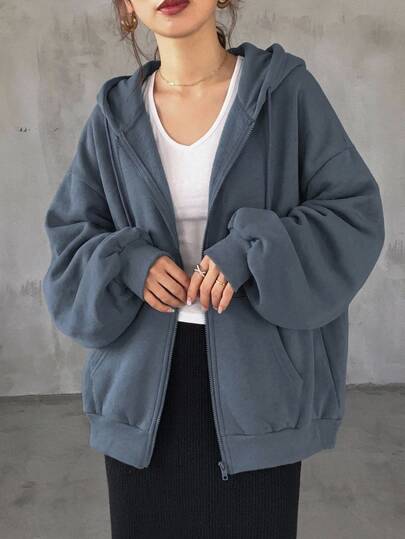 DAZY 女性カジュアル 無地フリースパーカー、秋冬用、レディースウェア スウェットシャツ ジャケット ジップアップ 裏起毛