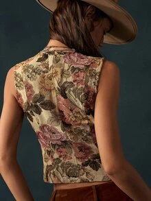 Bohemela Casual Woven Fitted Women's Vest Jacket - Khaki - View 7
