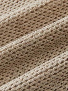 SHEIN Setelan Sweater Rajut Dua Potong Sporty Khaki Fashion untuk Wanita, Dapat Dipakai di Rumah & Luar Ruangan - Khaki - View 7