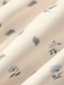 Dazy Plus Ditsy Floral Spaghetti Strap Nightgown Loose Long Cardigan Pajama Set Spring Summer Autumn - White - View 3