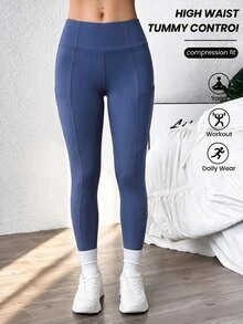 Easithlete Easithlete Solid Color High Waist Tight Equestrian Pants Blue - Dusty Blue - View 5