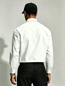 Manfinity Dauomo Men's Chinese Style Fashion Frog Button Long Sleeve Top - White - View 2