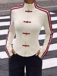 Muchica White New Women's Knitted Sporty Style Ribbon & Button Design Sun Protection Thin Jacket - White - View 5
