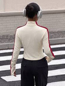 Muchica White New Women's Knitted Sporty Style Ribbon & Button Design Sun Protection Thin Jacket - White - View 2