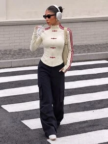 Muchica White New Women's Knitted Sporty Style Ribbon & Button Design Sun Protection Thin Jacket - White - View 6