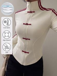 Muchica White New Women's Knitted Sporty Style Ribbon & Button Design Sun Protection Thin Jacket - White - View 3