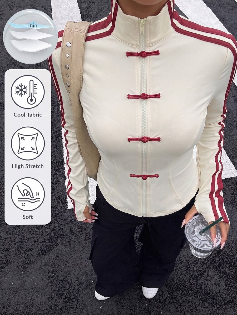 Muchica White New Women's Knitted Sporty Style Ribbon & Button Design Sun Protection Thin Jacket - White - View 1