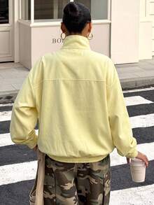 Muchica Women's Thin Knit Suede Jacket In Pale Yellow - Pale Yellow - View 2