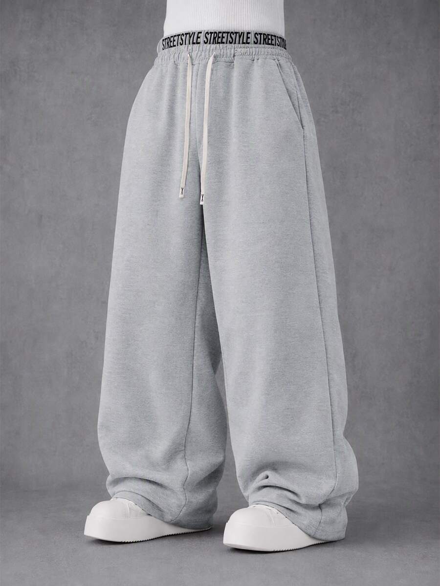 STYNVO Men's Casual Versatile Double Waistband Sweatpants - Grey - View 1