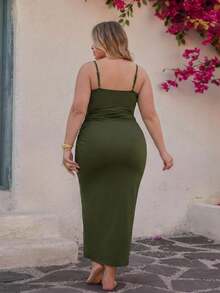 Swim Oasis Plus Size Women One-Piece Swimsuit With Skirt, 2pcs Sexy Elegant Stylish Swimwear For Beach Vacation, Pool, Swimming Party Blue And Yellow Summer - Army Green - View 3