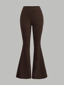 SHEIN Girlism 2pcs/Set Teen Girl Ruched Bandeau Top & Flared Pants Set - Brown - View 5