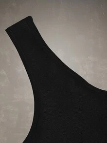 Esseday صدرية تانك سادة - الأسود - مشاهدة 4